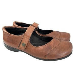 ABEO 24/7 Abby Brown Leather Mary Jane Shoes Size 7.5 Adjustable Straps Comfort